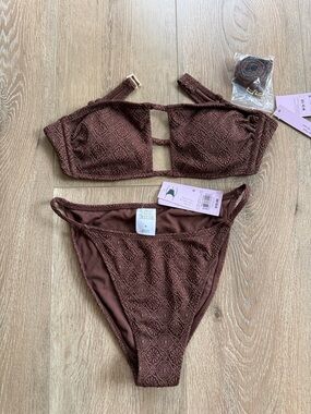 Wild Fable Brown Textured Bikini Set